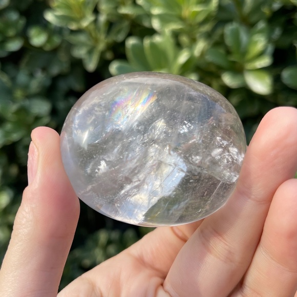 Brazilian Clear Quartz Palm Stones Ethically Sourced With Rainbow - Picture 1 of 1